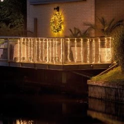 The Christmas Palace 13 FT CURTAIN LIGHTS 420 LED WARM WHITE TRANSPARENT CABLE 5 SPEED CONTROLLER Crystal Elegance