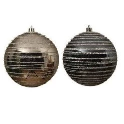 The Christmas Palace Christmas Ornaments 4" SILVER & NIGHT BLUE DECO BALL ORNAMENT SET OF 12