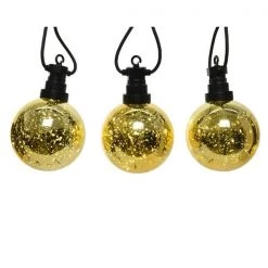 The Christmas Palace CHRISTMAS LIGHTS 15 FT 10 LED MERCURY GLASS LIGHT SET COOPER WIRE CONNECTABLE UP TO 10 SETS