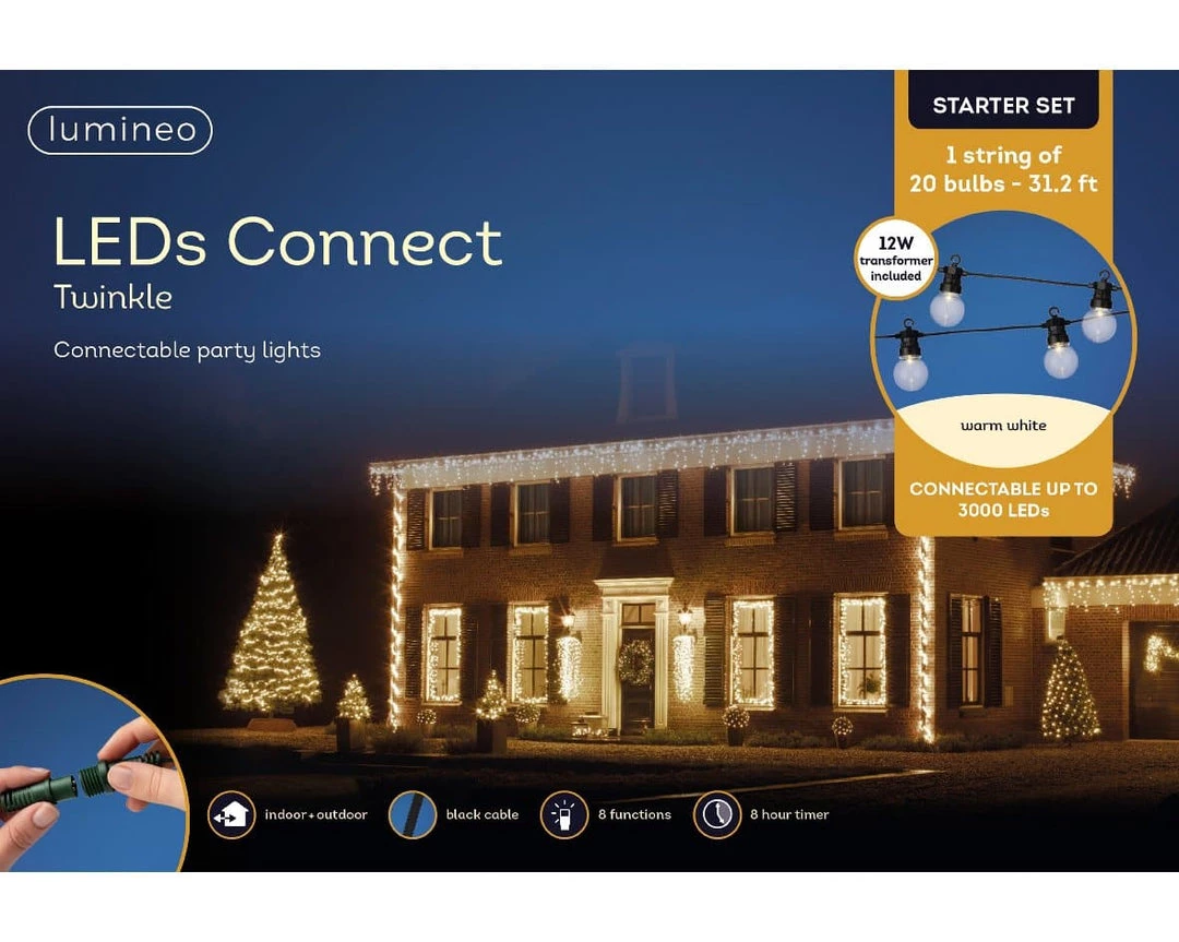 The Christmas Palace CHRISTMAS LIGHTS 31 FT STARTER SET WARM WHITE MILKY PARTY CONNECT 1 STRING OF 20 BULBS 6 The Christmas Palace CHRISTMAS LIGHTS 31 FT STARTER SET WARM WHITE MILKY PARTY CONNECT 1 STRING OF 20 BULBS