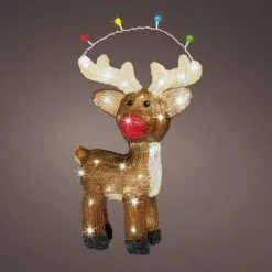 The Christmas Palace Outdoor LED 19" 48 LED COOL WHITE BATTERY OPERATED OUTDOOR REINDEER ACRYLIC