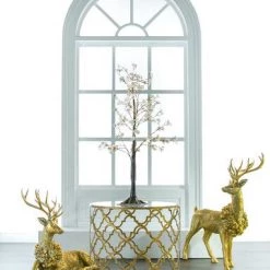 The Christmas Palace Outdoor LED 4 FT TREE 150 MICRO WARM WHITE LIGHTS WITH FLOWERS COPPER WIRE