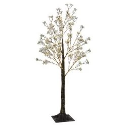 The Christmas Palace Outdoor LED 4 FT TREE 150 MICRO WARM WHITE LIGHTS WITH FLOWERS COPPER WIRE
