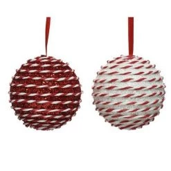 The Christmas Palace 4" PEPPERMNT SWIRL BALL ORNAMENT SET OF 12