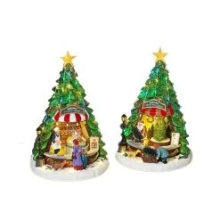 The Christmas Palace 13" ANIMATED MUSICAL TREES BATTERY OPERATED SET OF 2