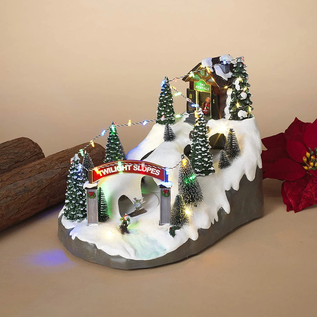 The Christmas Palace 14.5" ANIMATED SKI RESORT BATTERY OPERATED 4 The Christmas Palace 14.5" ANIMATED SKI RESORT BATTERY OPERATED