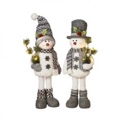 The Christmas Palace 25" HOLIDAY SNOWMEN WITH LIGHT UP TREE SET OF 2 Table Tops