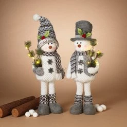 The Christmas Palace 25" HOLIDAY SNOWMEN WITH LIGHT UP TREE SET OF 2 Table Tops