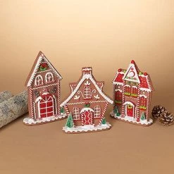 The Christmas Palace Table Tops 10.5" GINGERBREAD HOUSES ASSORTED SET OF 3