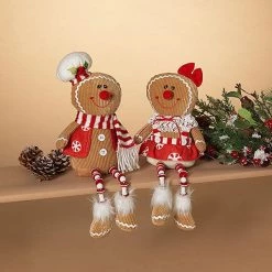The Christmas Palace 14" PLUSH GINGERBREAD SHELF SITTER ASSORTED SET OF 2 Table Tops