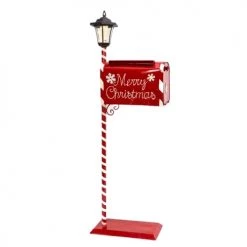 The Christmas Palace OVERSIZED DECOR 4 FT HOLIDAY MAIL BOX WITH SOLAR LIGHT LANTERN