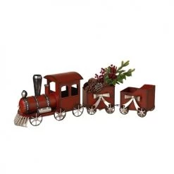 The Christmas Palace Table Tops 35" RED METAL ANTIQUE HOLIDAY TRAIN