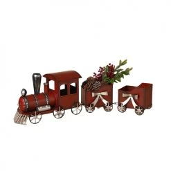 The Christmas Palace Table Tops 35" RED METAL ANTIQUE HOLIDAY TRAIN