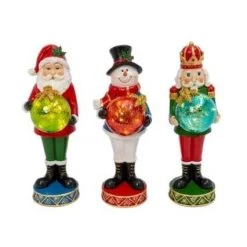 The Christmas Palace 13" LIGHTED NUTCRACKER, SANTA, & SNOWMAN BATTERY OPERATED SET OF 3