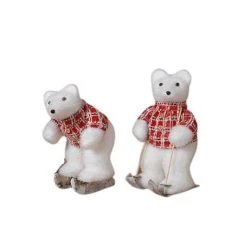 The Christmas Palace Deers, Bears & Swans 12" POLAR BEAR WITH RED SHIRT ASSORTED SET OF 2