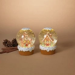 The Christmas Palace 6.3" BATTERY OPERATED WATER GLOBE ASSORTED SET OF 2 Water Lanterns