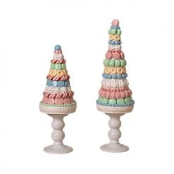 The Christmas Palace 16" HOLIDAY MACARON TREE SET OF 2