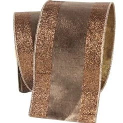 The Christmas Palace Ribbon & Bows 4" X 10YD CAPPUCCINO GLITTER EDGED RIBBON