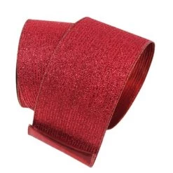The Christmas Palace 4" X 10YD RED GLITTER STRIPE RIBBON
