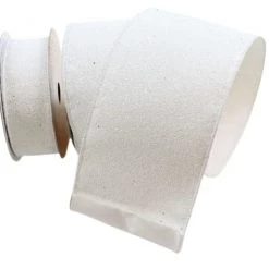 The Christmas Palace 2.5" X 10YD WHITE GLITTER MAGIC Ribbon & Bows