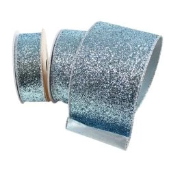 The Christmas Palace 2.5" X 10YD ARCTIC BLUE GLITTER MAGIC RIBBON All About The Blues