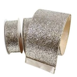 The Christmas Palace 4" X 10YD PLATINUM GOLD GLITTER MAGIC RIBBON Ribbon & Bows