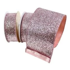 The Christmas Palace 4" X 10YD ROSE PINK GLITTER MAGIC RIBBON