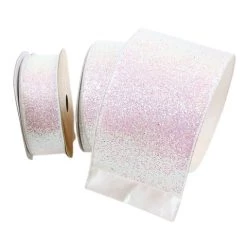 The Christmas Palace Sugar & Spice 4" X 10YD PINK IRIDESCENT GLITTER MAGIC RIBBON
