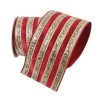 The Christmas Palace Ribbon & Bows 4" X 10YD RED WITH GOLD GLITTER STRIPES RIBBON