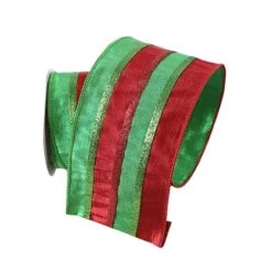 The Christmas Palace 4" X 10YD RED & GREEN STRIPES RIBBON Razzle Dazzle
