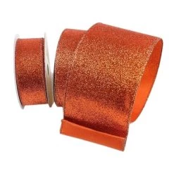 The Christmas Palace Ribbon & Bows 2.5" X 10YD COPPER DIAMOND DUST RIBBON