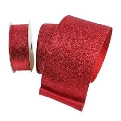 The Christmas Palace 2.5" X 10YD RED DIAMOND DUST RIBBON Ribbon & Bows
