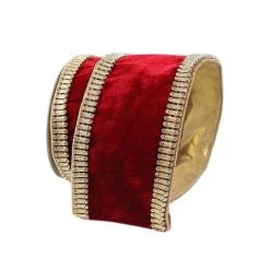 The Christmas Palace Ribbon & Bows 4" X 5YD RED WITH GOLD EDGE RIBBON
