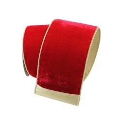 The Christmas Palace Ribbon & Bows 4" X 10YD VELVET FLASHY RED RIBBON