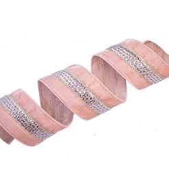 The Christmas Palace 4" X 10YD JEWELED LACE BLUSH PINK RIBBON