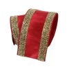 The Christmas Palace Ribbon & Bows 4" X 10YD RED GOLD TINSEL BORDERS RIBBON