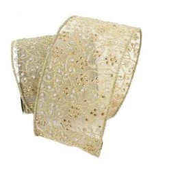 The Christmas Palace Golden Empire 4" X 10YD GOLD JUBILLE VINES RIBBON