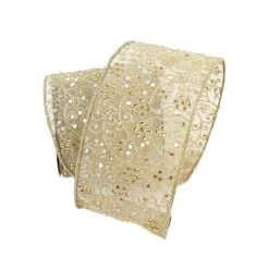 The Christmas Palace 4" X 10YD CHAMPAGNE JUBILEE VINE RIBBON