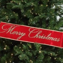 The Christmas Palace Ribbon & Bows 4" X 3 FT RED & GOLD "MERRY CHRISTMAS" BANNER RIBBON