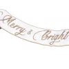 The Christmas Palace 6" X 4 FT WHITE & GOLD "MERRY & BRIGHT" BANNER RIBBON Ribbon & Bows