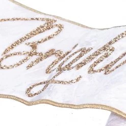 The Christmas Palace 6" X 4 FT WHITE & GOLD "MERRY & BRIGHT" BANNER RIBBON Ribbon & Bows 5 The Christmas Palace 6