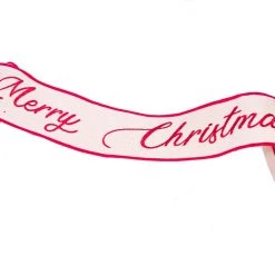 The Christmas Palace 4" X 3 FT BURLAP "MERRY CHRISTMAS" BANNER RIBBON Ribbon & Bows