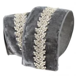 The Christmas Palace 4" X 5YD GREY ROYAL VINE RIBBON