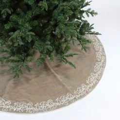 The Christmas Palace Skirts & Stockings 72" PLATINUM ELEGANT EMBROIDERY TREE SKIRT