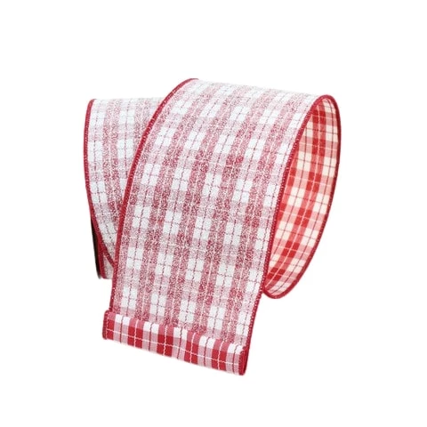 The Christmas Palace 4" X 10YD RED & WHITE SUGAR PLAID RIBBON 1 The Christmas Palace 4" X 10YD RED & WHITE SUGAR PLAID RIBBON
