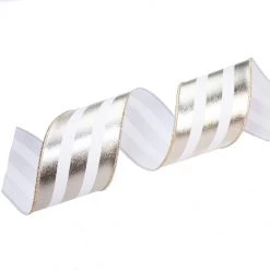 The Christmas Palace Ribbon & Bows 4" X 10YD PLATINUM FOIL STRIPED RIBBON