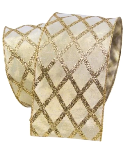 The Christmas Palace 4" X 10YD GOLD METALLIC LATTICE RIBBON Ribbon & Bows 1 The Christmas Palace 4" X 10YD GOLD METALLIC LATTICE RIBBON Ribbon & Bows