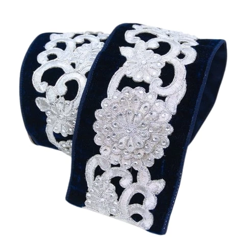 The Christmas Palace All About The Blues 4" X 5YD NAVY FLORAL LACE RIBBON 1 The Christmas Palace All About The Blues 4" X 5YD NAVY FLORAL LACE RIBBON