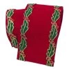 The Christmas Palace Ribbon & Bows 4" X 10YD RED HOLLY BORDERED RIBBON