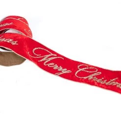 The Christmas Palace 4" X 5YD VELVET RED MERRY CHRISTMAS RIBBON Ribbon & Bows